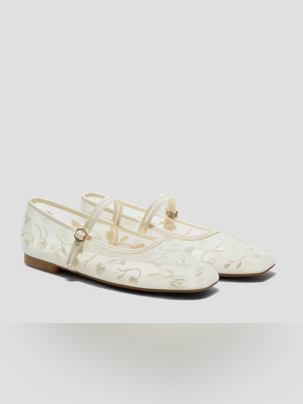 NWT - VIVAIA Square-Toe Mary Janes (Margot Mary Jane) - floral mesh
